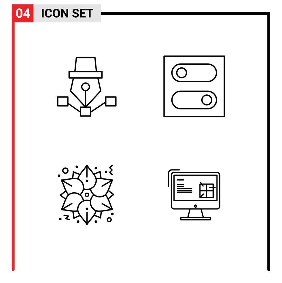 concept de 4 lignes pour les sites Web mobiles et applications commutateur de conception de fleur de stylo hiver éléments de conception vectoriels modifiables vecteur