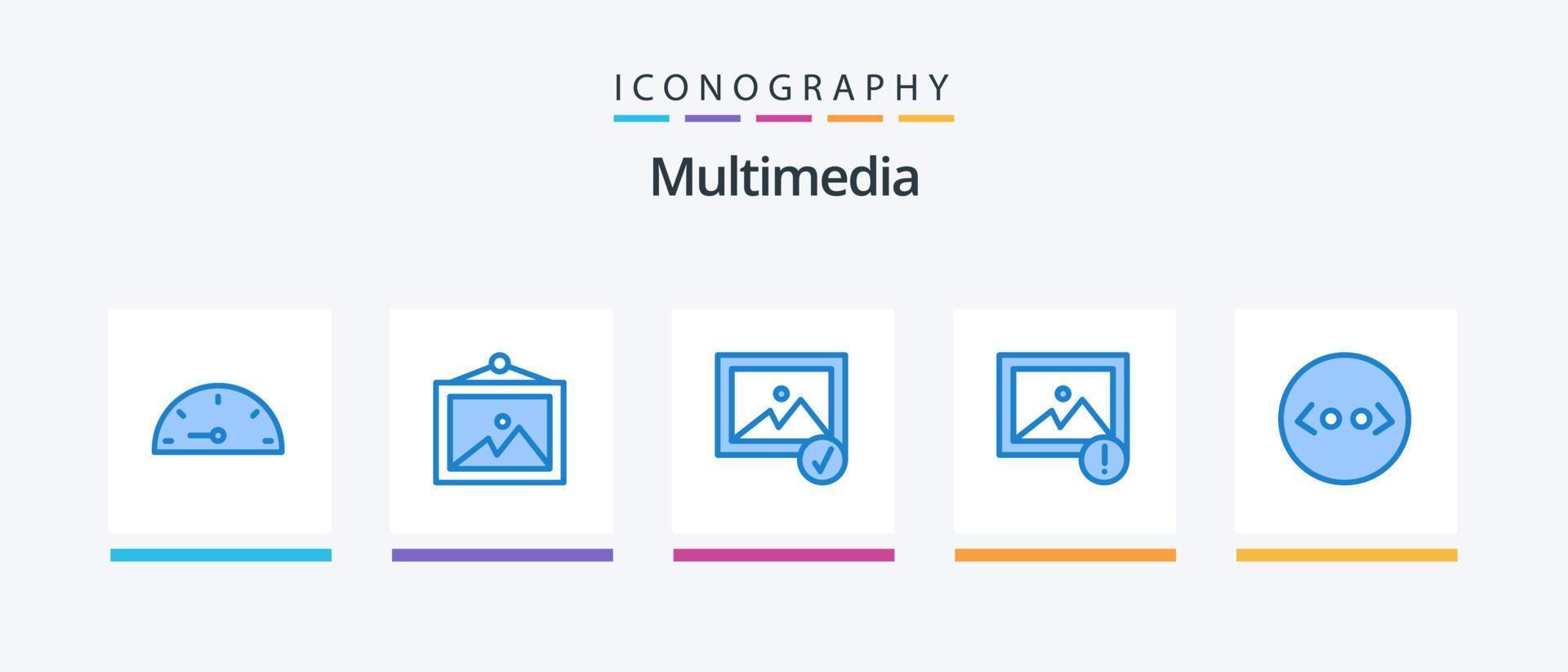 pack d'icônes multimédia bleu 5 comprenant. choisi. html. supports. conception d'icônes créatives vecteur