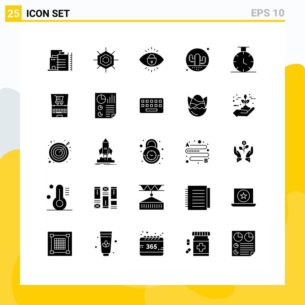 ensemble de 25 symboles d'icônes d'interface utilisateur modernes signes pour le temps cactus internet plante désert éléments de conception vectoriels modifiables vecteur