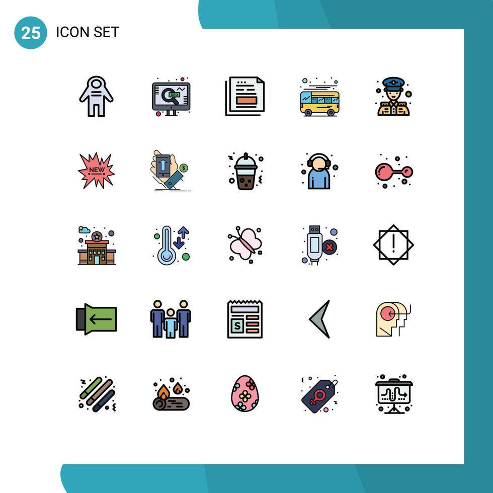 25 icônes créatives signes et symboles modernes d'éléments de conception vectoriels modifiables de bureau de données d'autocar de transport vecteur