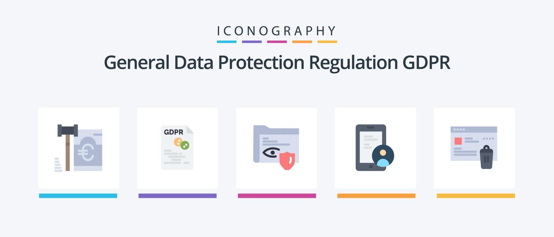 pack d'icônes gdpr flat 5 comprenant gdpr. Sécurité. sécurisé. sécurisé. surveillance. conception d'icônes créatives vecteur