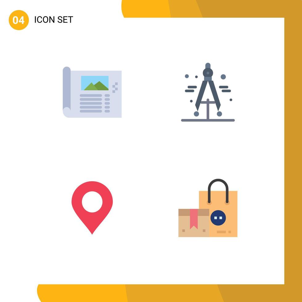 ensemble moderne de 4 icônes et symboles plats tels que l'emplacement de conception séparateur de croquis monde éléments de conception vectoriels modifiables vecteur