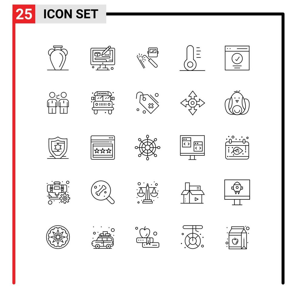 symboles d'icônes universels groupe de 25 lignes modernes d'interface vacances conception éléments de conception vectoriels modifiables d'usine de noël vecteur