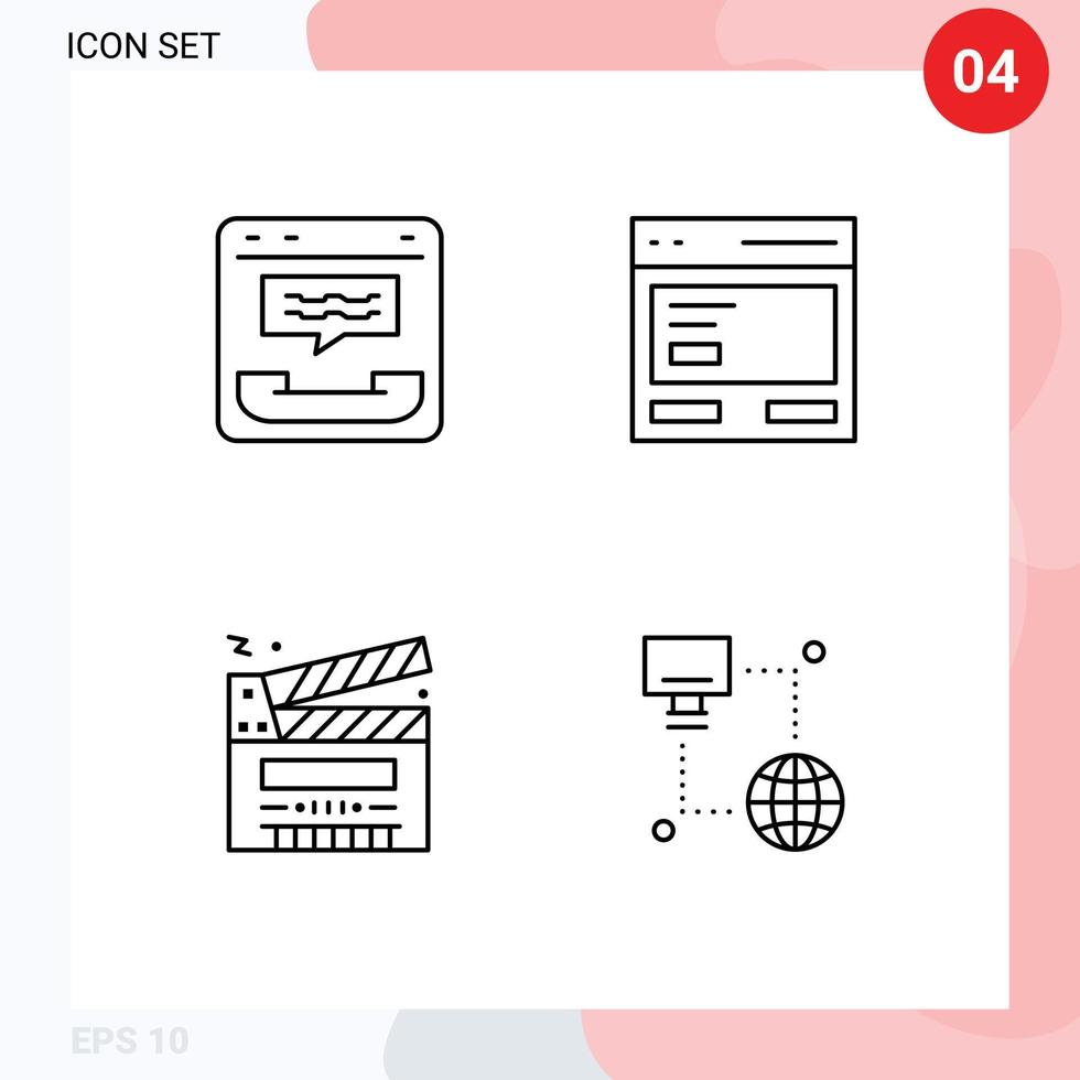 interface utilisateur pack de 4 couleurs plates de base remplies d'appel à contact couper des éléments de conception vectoriels modifiables vecteur