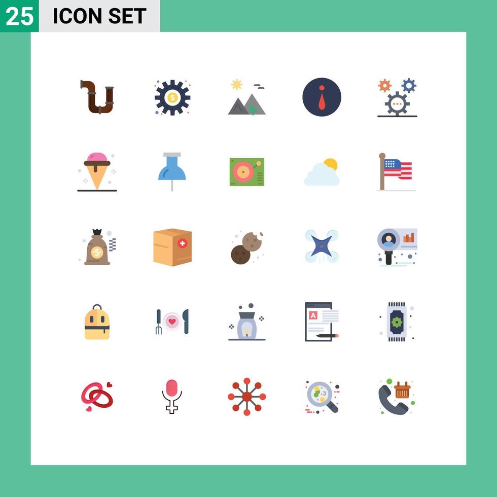 groupe de 25 signes et symboles de couleurs plates pour l'information cercle processus pyramide désert éléments de conception vectoriels modifiables vecteur