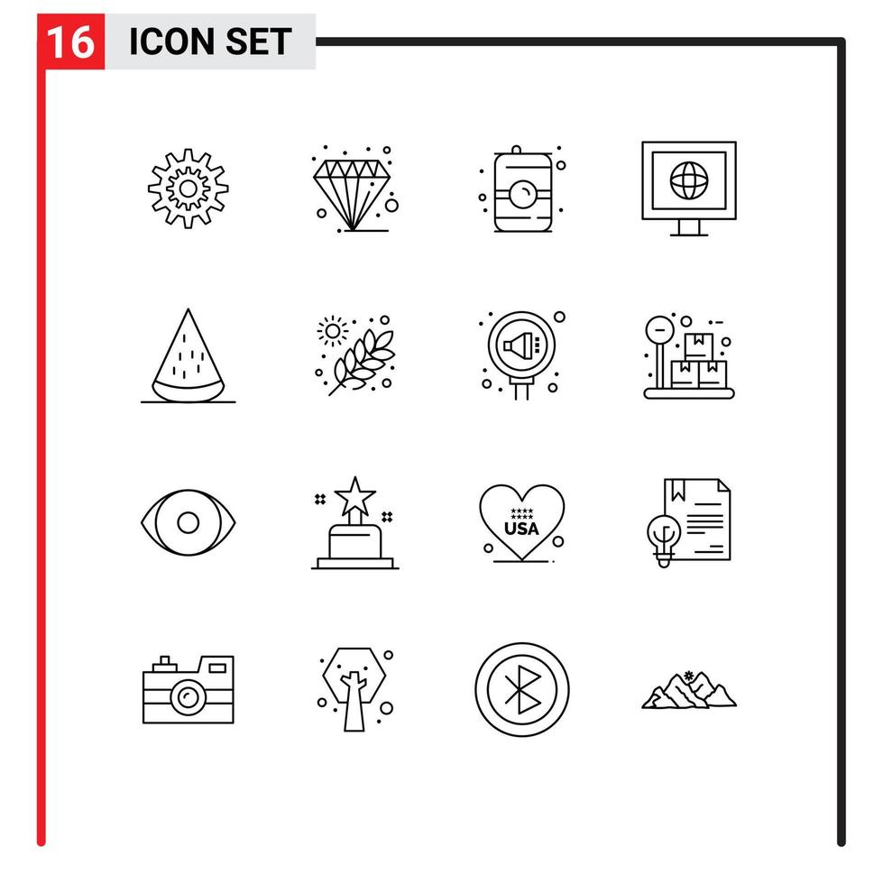 pack d'icônes vectorielles stock de 16 signes et symboles de ligne pour les nouvelles l'eau le diamant peut boire des éléments de conception vectoriels modifiables vecteur