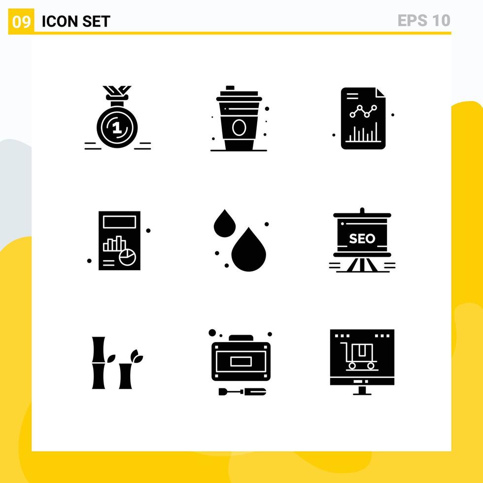 ensemble de 9 symboles d'icônes d'interface utilisateur modernes signes pour les éléments de conception vectoriels modifiables d'entreprise de graphique d'affaires de statisme vecteur