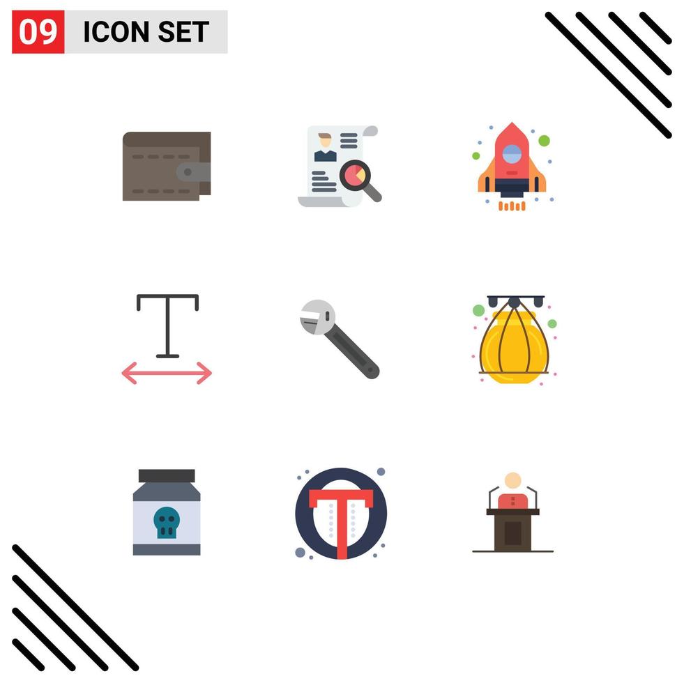 interface mobile ensemble de 9 pictogrammes d'option de fusée d'outil suivi d'éléments de conception vectoriels modifiables vecteur