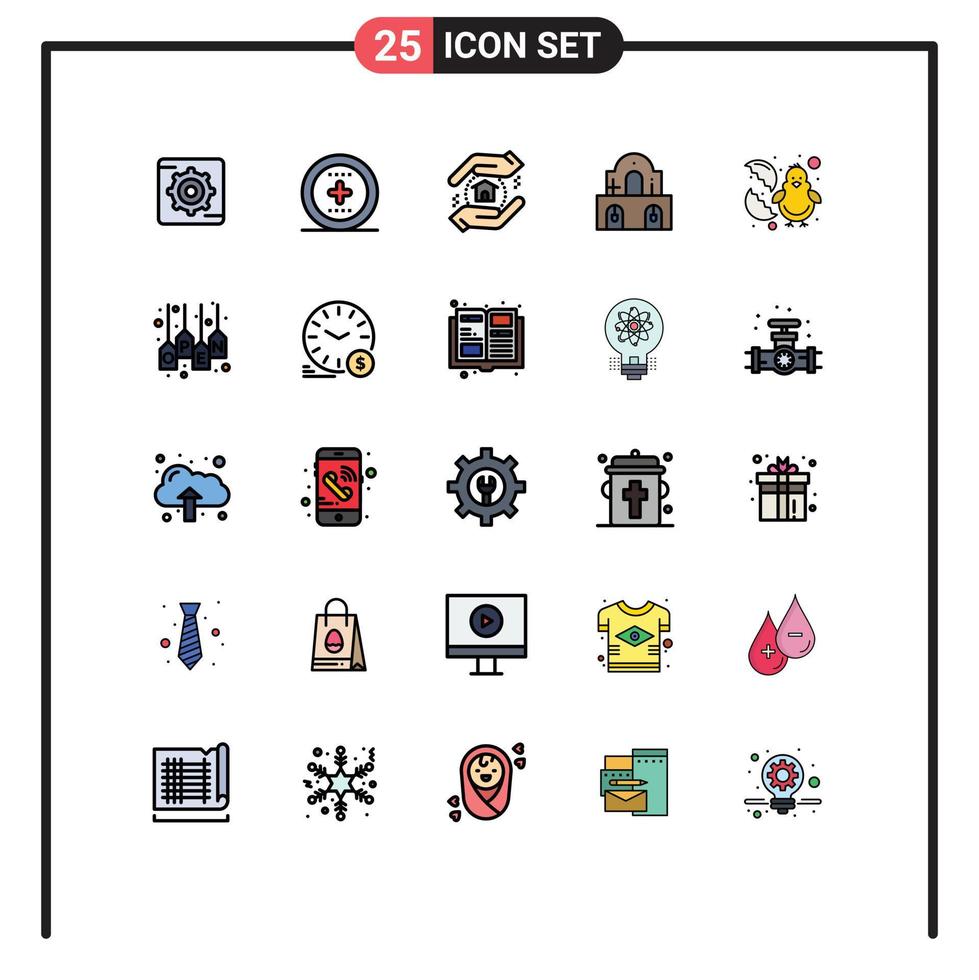 ensemble de 25 symboles d'icônes d'interface utilisateur modernes signes pour poulet heureux immobilier bébé église éléments de conception vectoriels modifiables vecteur