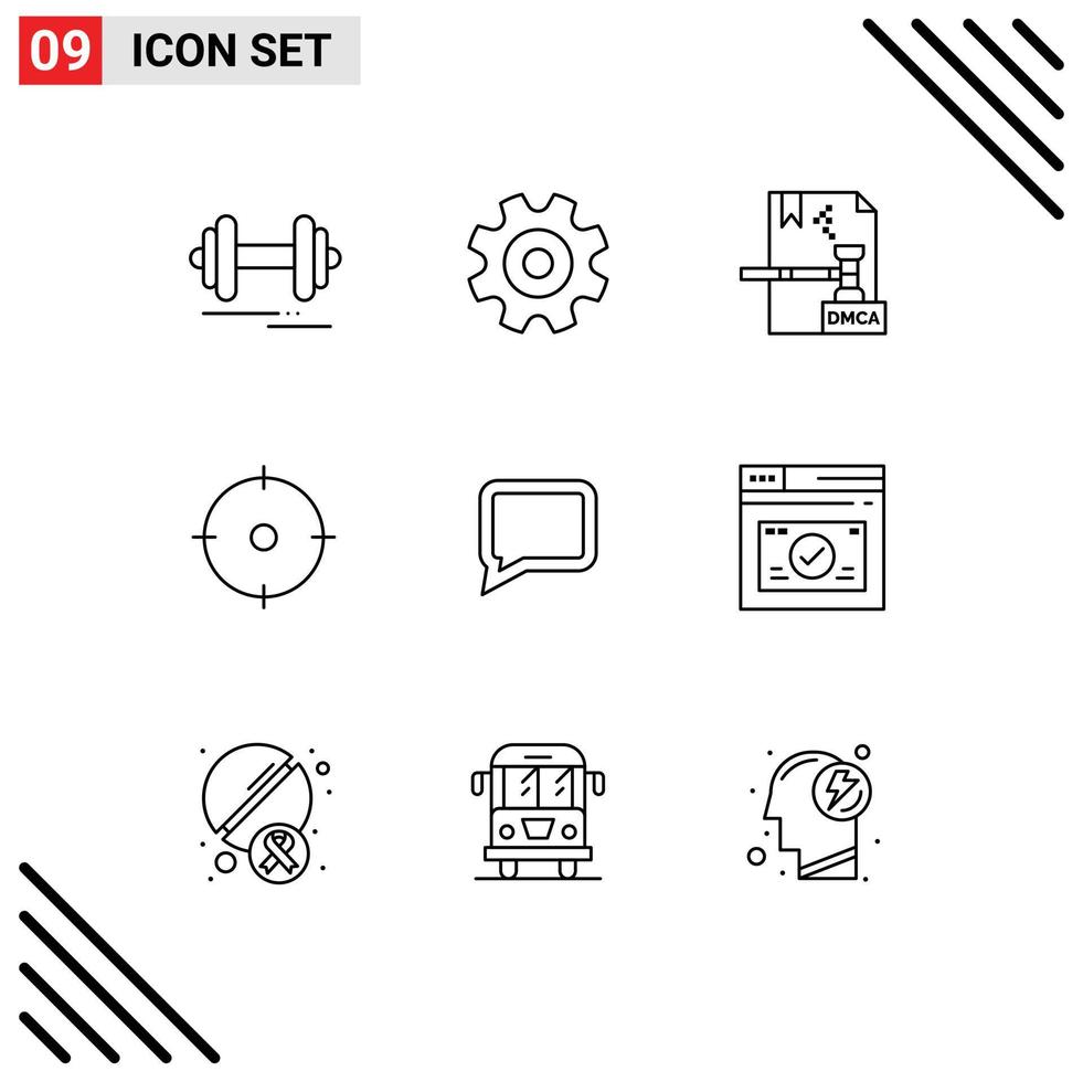9 icônes créatives signes et symboles modernes d'éléments de conception vectoriels modifiables de fichier cible d'entreprise d'objectif de chat vecteur