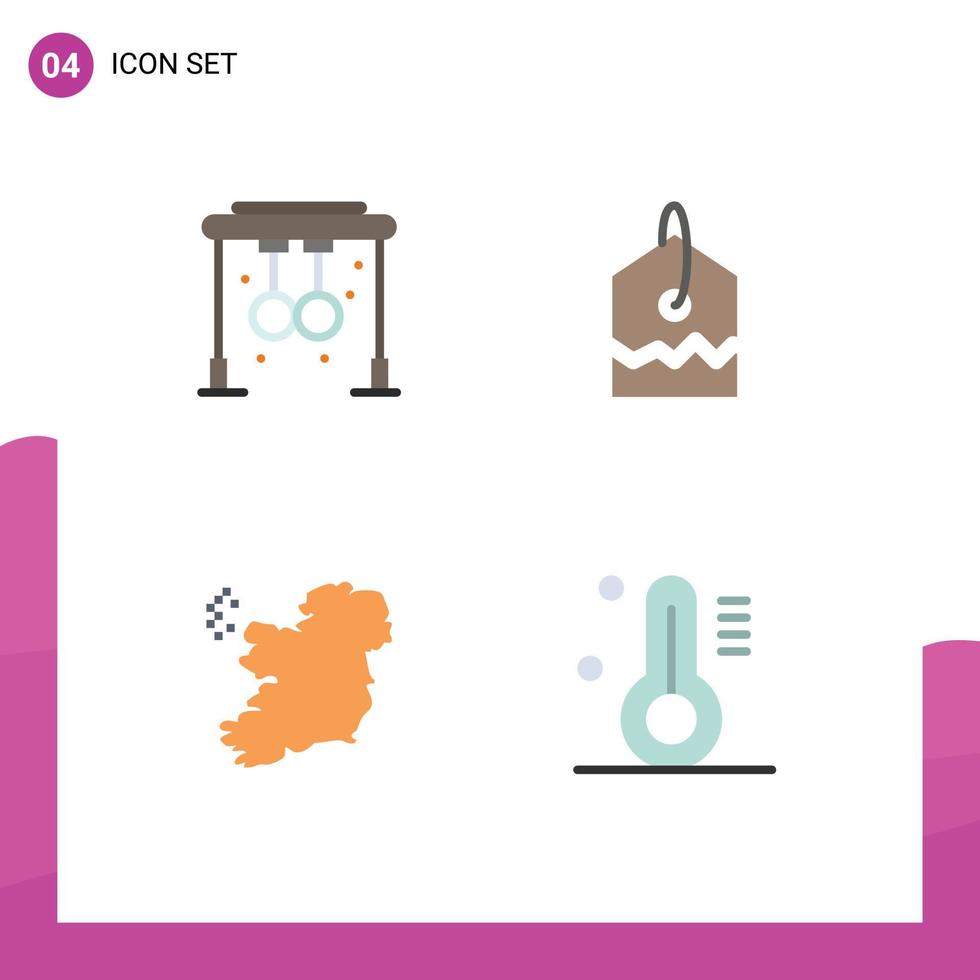 4 concept d'icône plate pour sites Web mobiles et applications anneaux irlande formation tag thermomètre éléments de conception vectoriels modifiables vecteur
