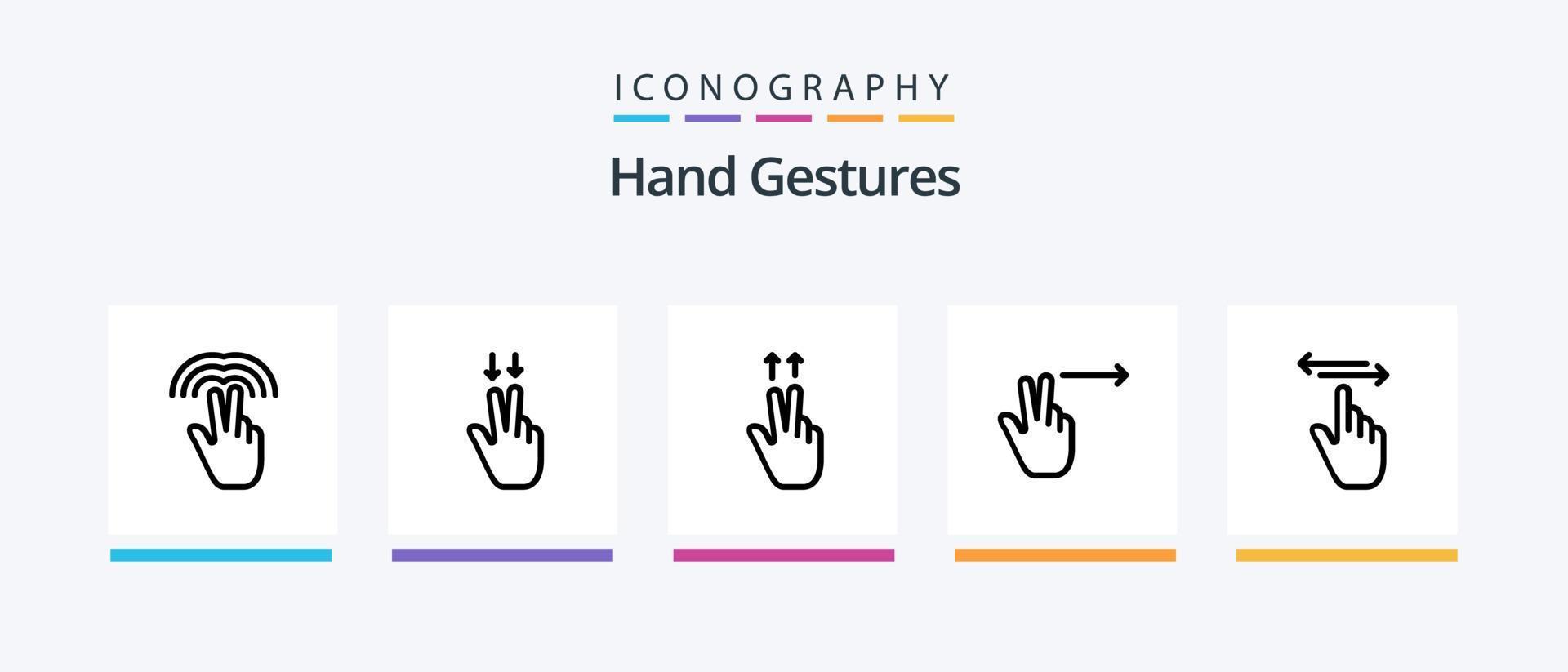 pack d'icônes de la ligne 5 des gestes de la main, y compris les gestes. main. doigts. gestes. doigt. conception d'icônes créatives vecteur