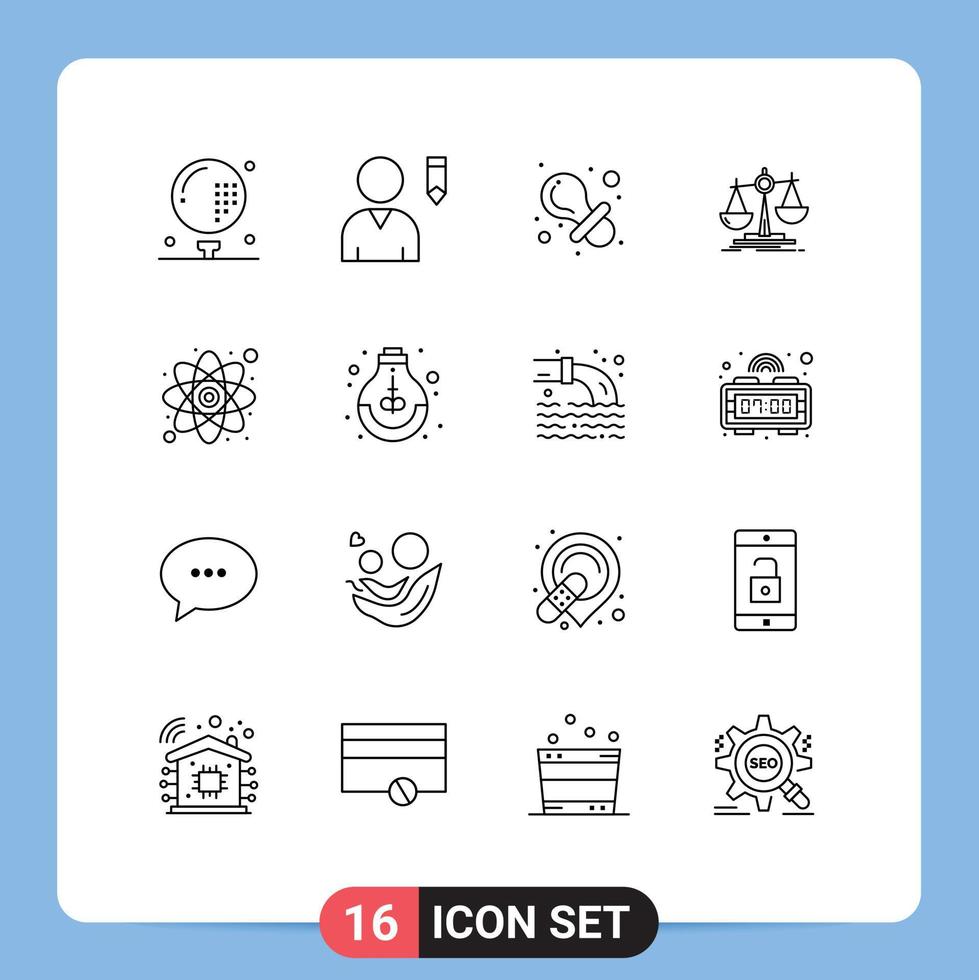 16 icônes créatives signes et symboles modernes de l'éducation bénéfice jouet perte équilibre éléments de conception vectoriels modifiables vecteur