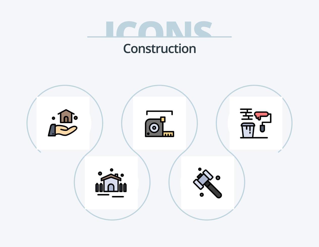 pack d'icônes rempli de ligne de construction 5 conception d'icônes. . carte. briques. construction. imeuble vecteur
