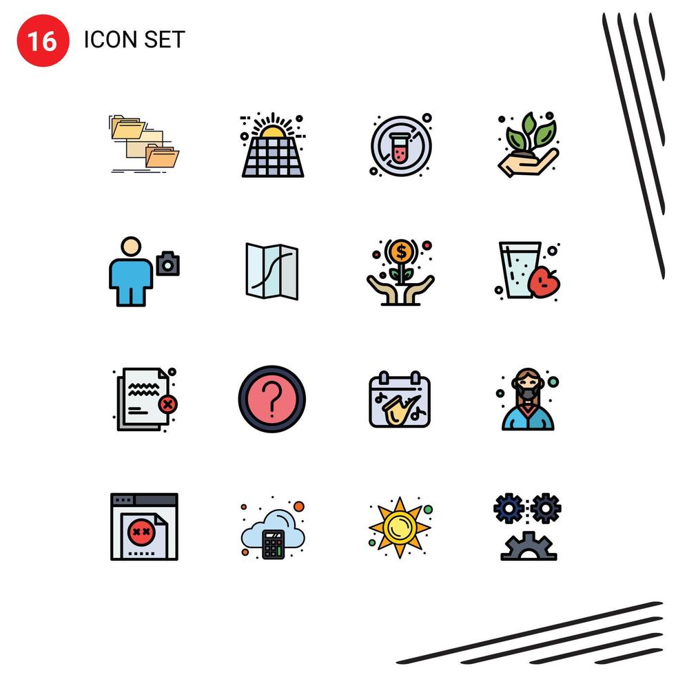pack d'icônes vectorielles de stock de 16 signes et symboles de ligne pour les éléments de conception de vecteur créatif modifiables de tube d'agriculture de batterie de producteur de plantes