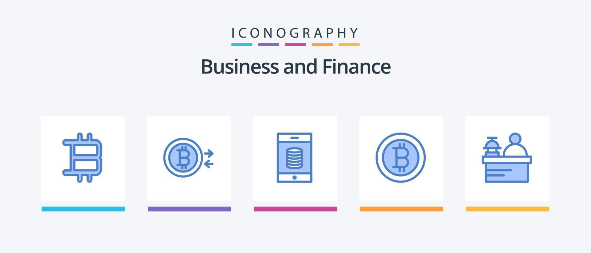 Financer le pack d'icônes bleues 5, y compris. de l'argent. Hôtel. conception d'icônes créatives vecteur