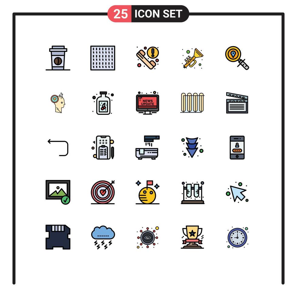 interface mobile ligne remplie couleur plate ensemble de 25 pictogrammes d'informations de localisation de navigation carte irlandaise éléments de conception vectoriels modifiables vecteur