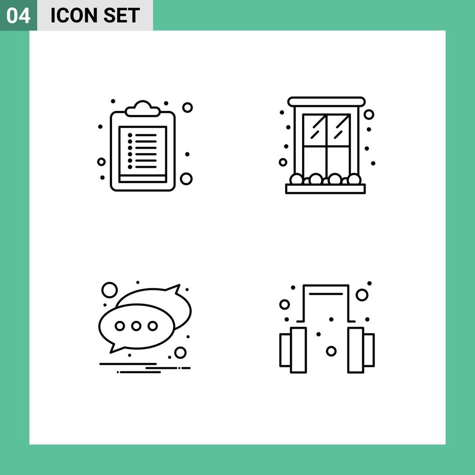 4 icônes créatives signes et symboles modernes de la liste de contrôle notification décoration texte à la maison éléments de conception vectoriels modifiables vecteur