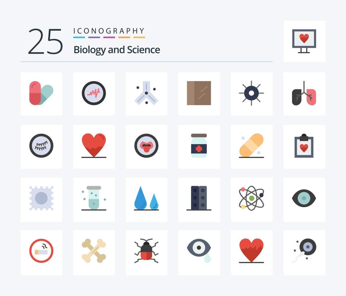 pack d'icônes de couleur plate de biologie 25, y compris le sommeil. poumons. cocaïne. anatomie. la science vecteur