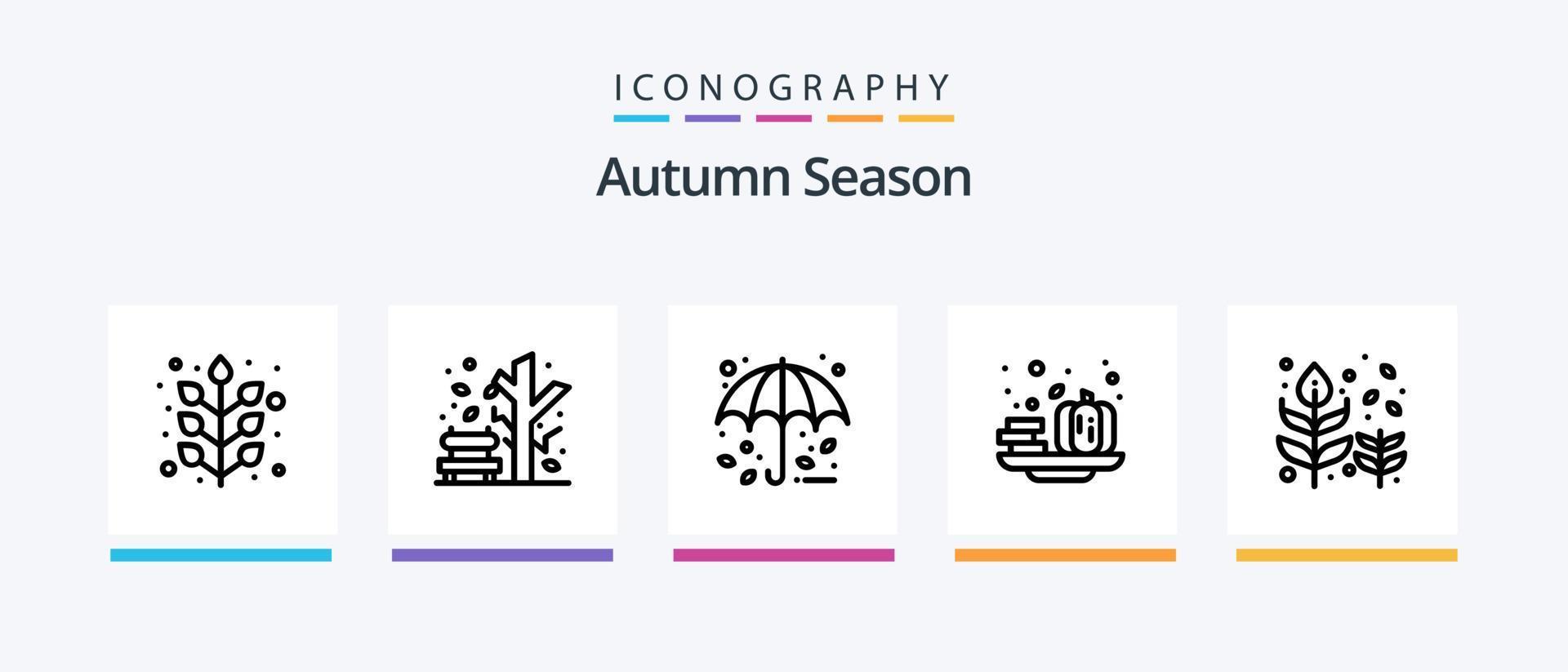 pack d'icônes de la ligne d'automne 5, y compris l'arbre. feuilles. râteau. l'automne. pot. conception d'icônes créatives vecteur