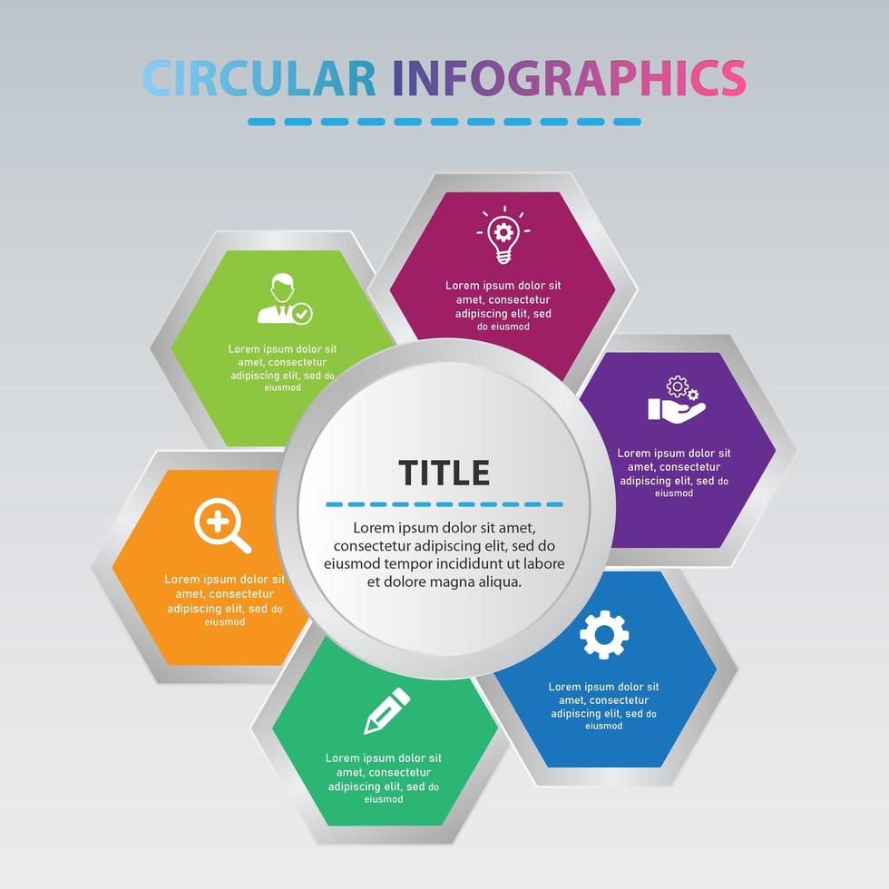 infographie circulaire avec des formes hexagonales vecteur