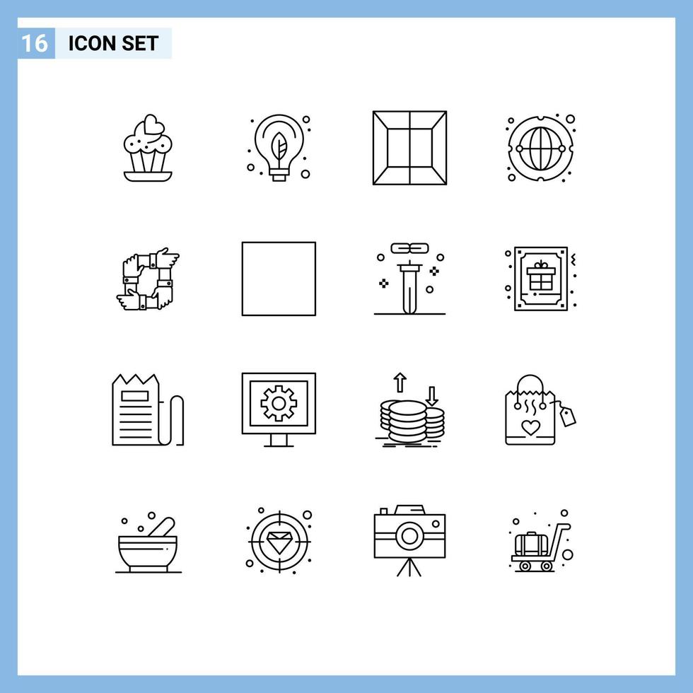 ensemble de 16 symboles d'icônes d'interface utilisateur modernes signes pour les mains entreprise production travail d'équipe réseau éléments de conception vectoriels modifiables vecteur