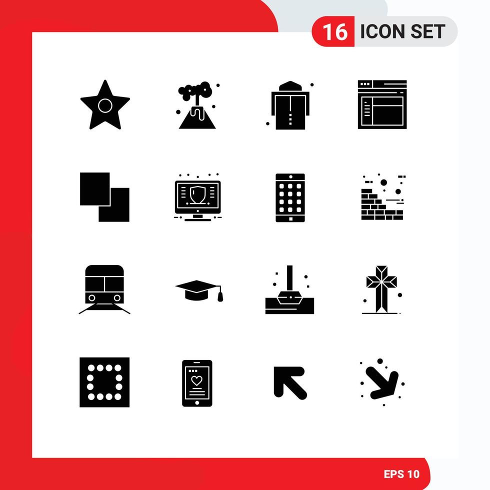 pack de 16 signes et symboles de glyphes solides modernes pour les supports d'impression Web tels que les éléments de conception vectorielle modifiables du site Web des couches de ceinture d'échange de gestion vecteur