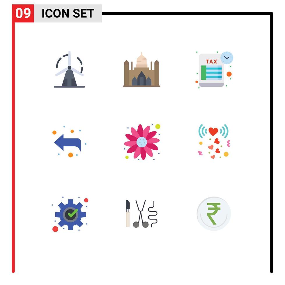 pack d'icônes vectorielles stock de 9 signes et symboles de ligne pour la fleur gauche lalbagh déclaration d'impôt avant éléments de conception vectoriels modifiables vecteur