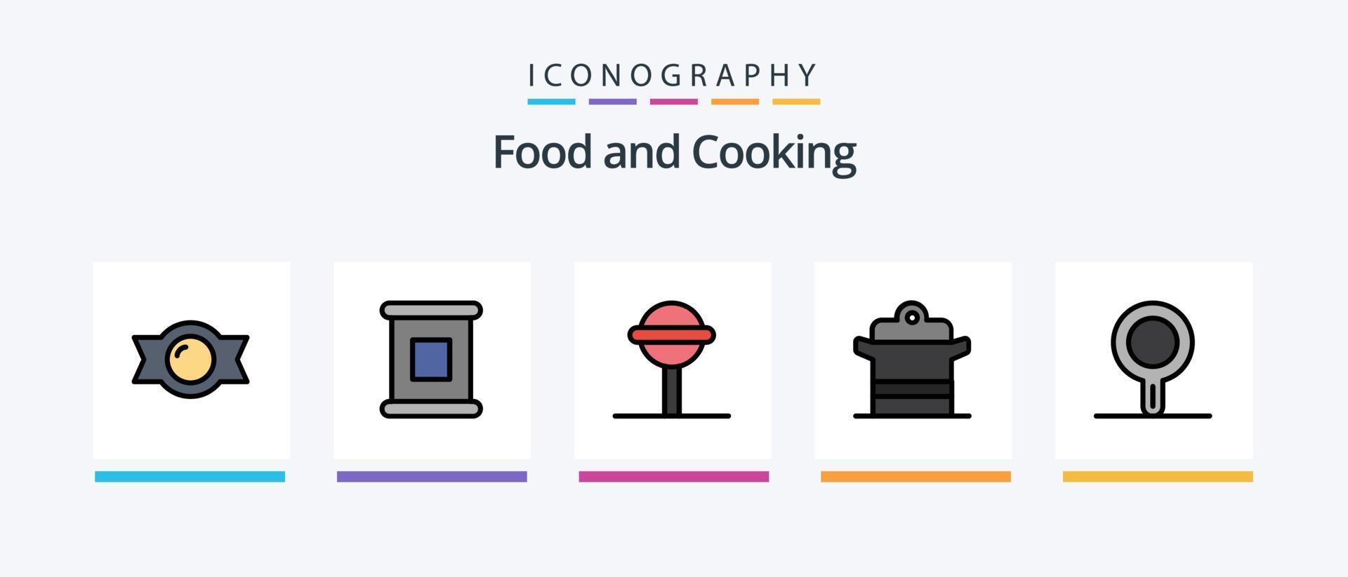 ligne de nourriture remplie de 5 packs d'icônes comprenant. céréales. casserole à ragoût. cuisine. conception d'icônes créatives vecteur