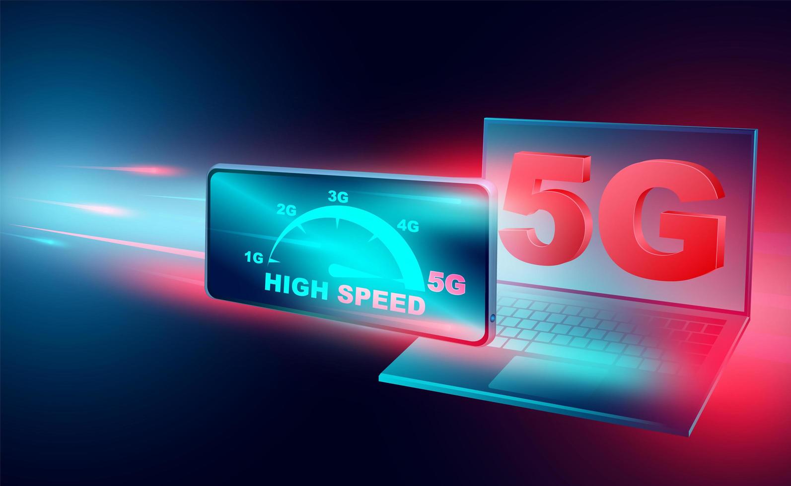 Internet haut débit avec bannière de technologie 5g vecteur