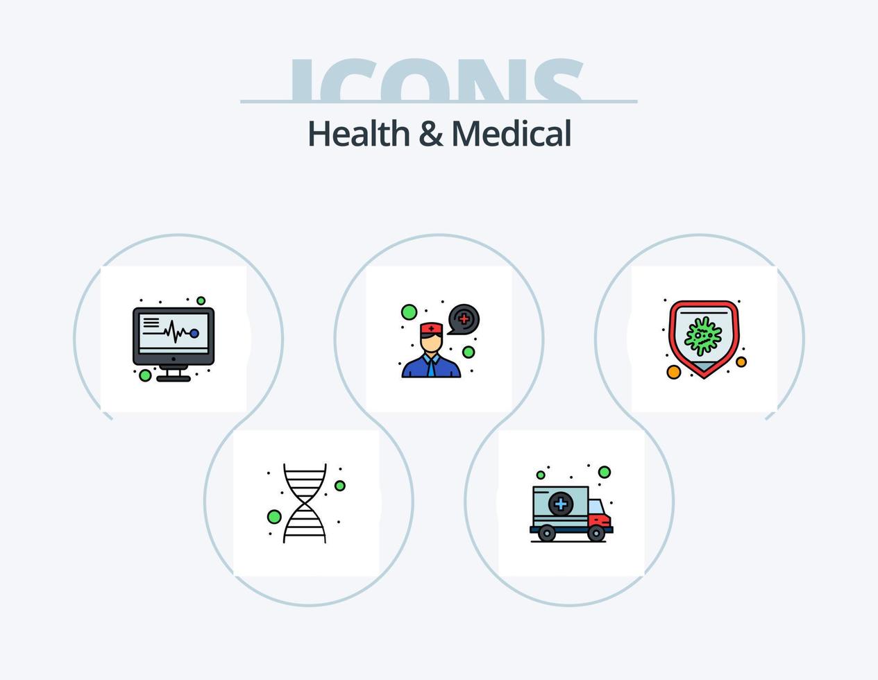 pack d'icônes remplies de lignes médicales et de santé 5 conception d'icônes. ballon. coffre de sécurité. Assistance médicale. sûr. médical vecteur