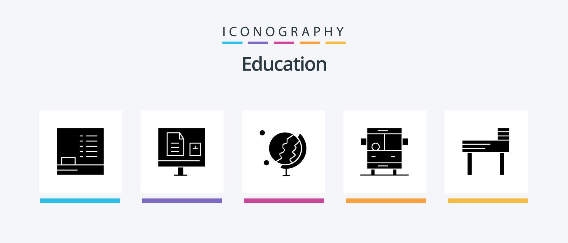 pack d'icônes de glyphe d'éducation 5 comprenant. l'école. l'école. éducation .. conception d'icônes créatives vecteur