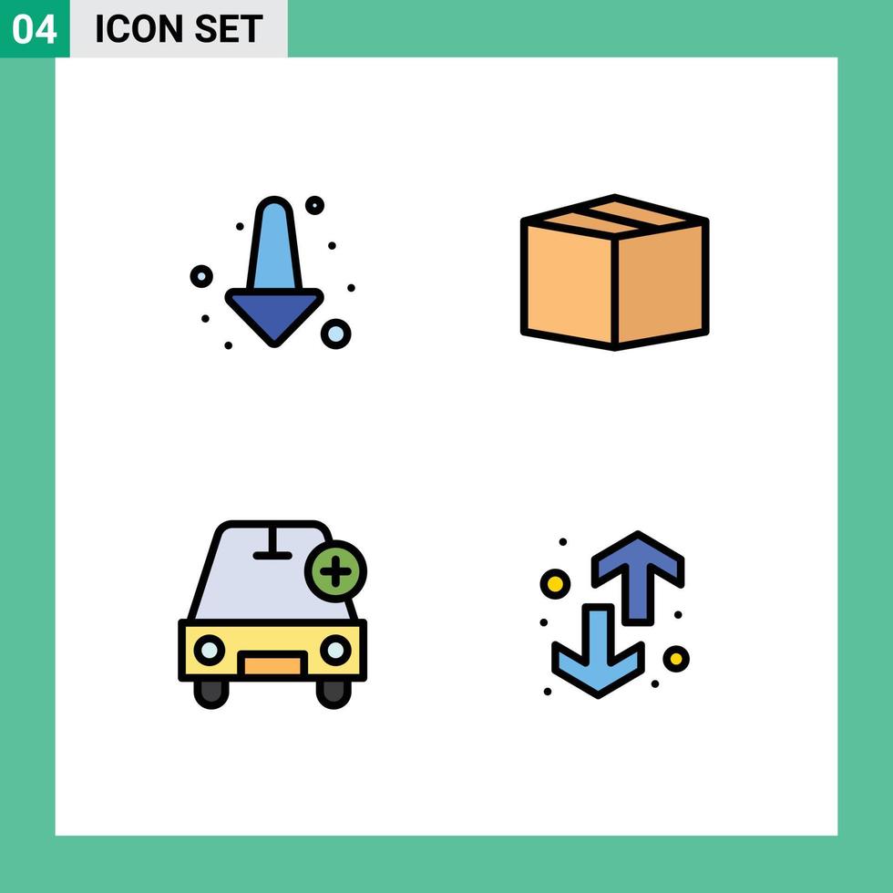 4 interface utilisateur ligne remplie pack de couleurs plates de signes et symboles modernes de flèche plus boîte ajouter des éléments de conception vectoriels modifiables de direction vecteur