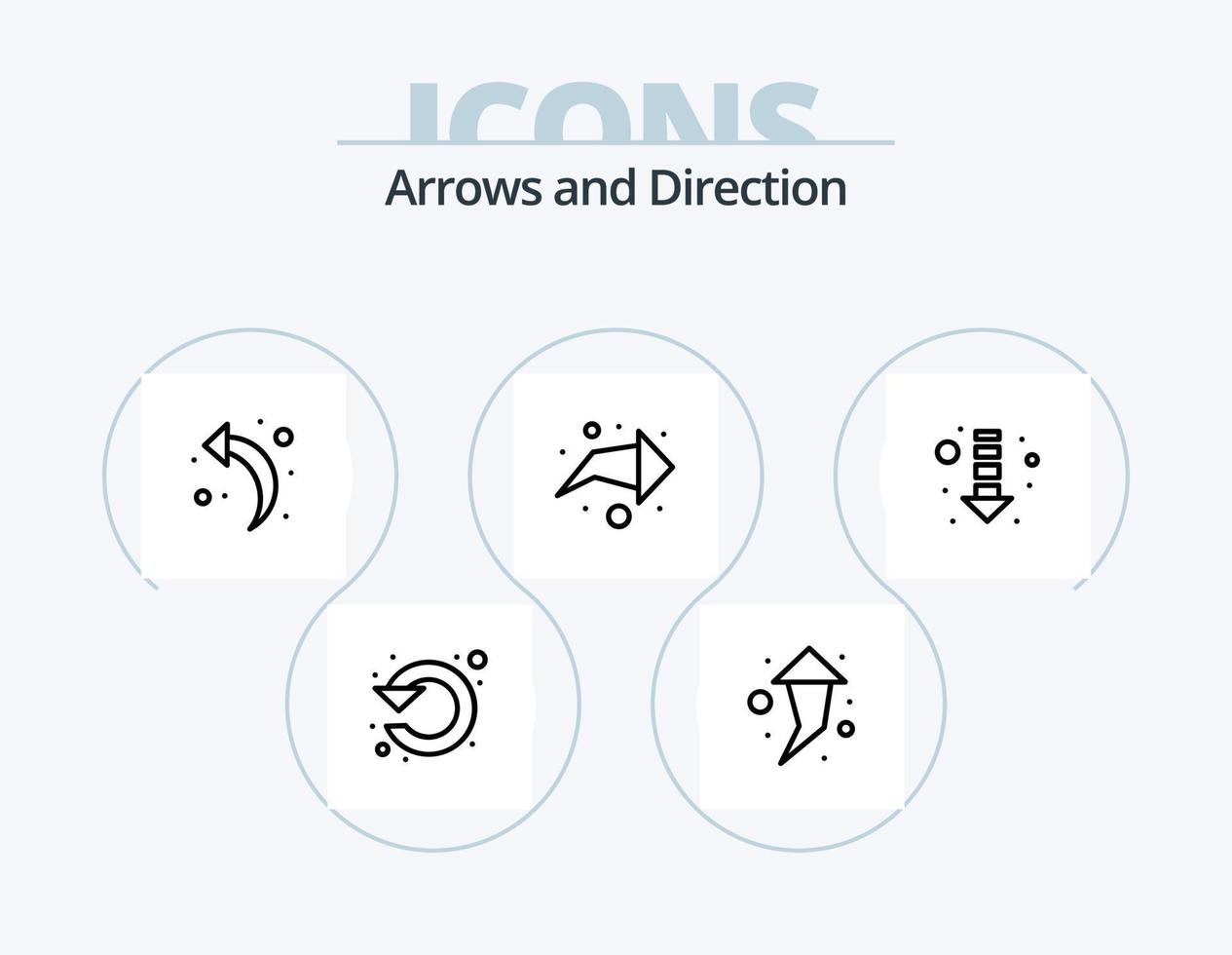 pack d'icônes de ligne de flèche 5 conception d'icônes. tendance. bas. répéter. direction. aiguille vecteur
