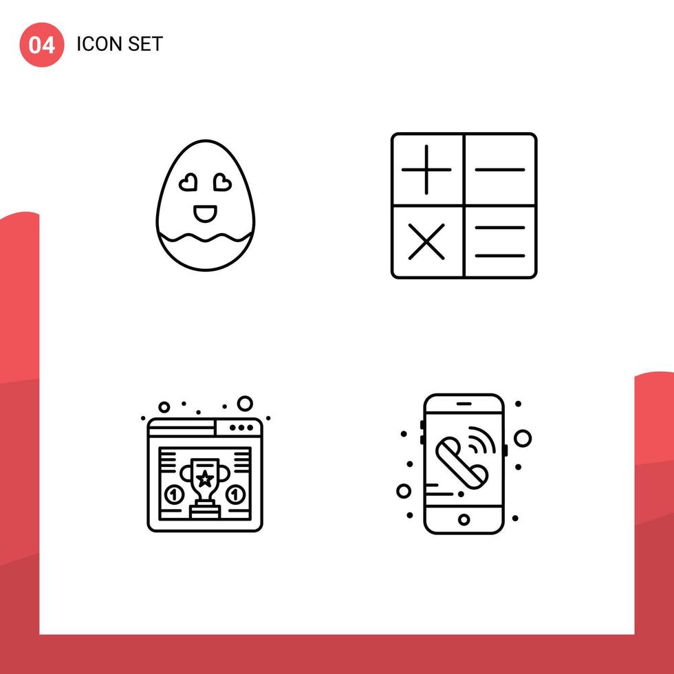 4 signes de ligne universels symboles d'œuf appel calculatrice seo téléphone éléments de conception vectoriels modifiables vecteur