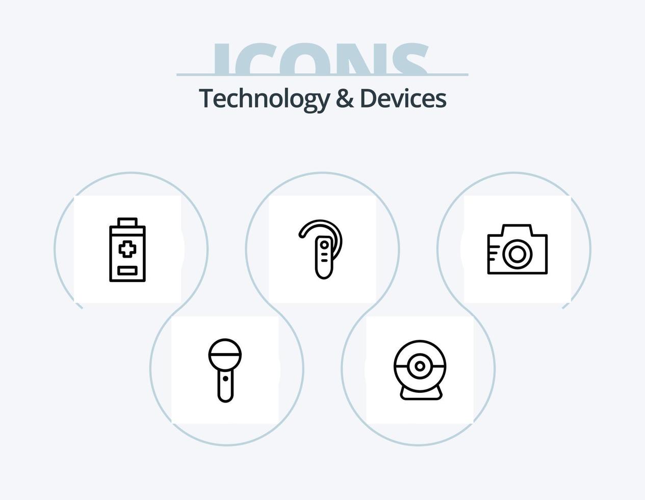 pack d'icônes de ligne d'appareils 5 conception d'icônes. . Wifi. microphone. l'ordinateur. puce électronique vecteur