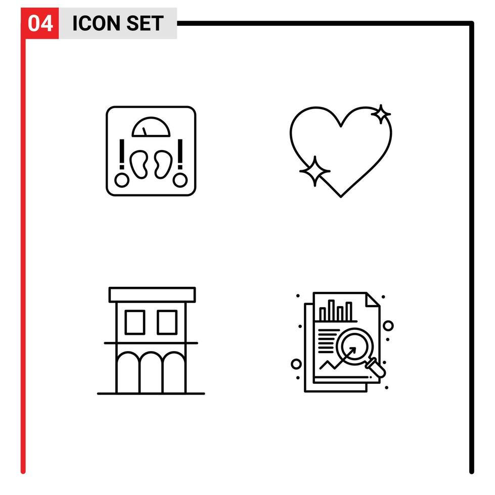 ensemble moderne de 4 couleurs et symboles plats remplis tels que le poids de l'architecture de la santé comme les éléments de conception vectoriels modifiables de la maison vecteur