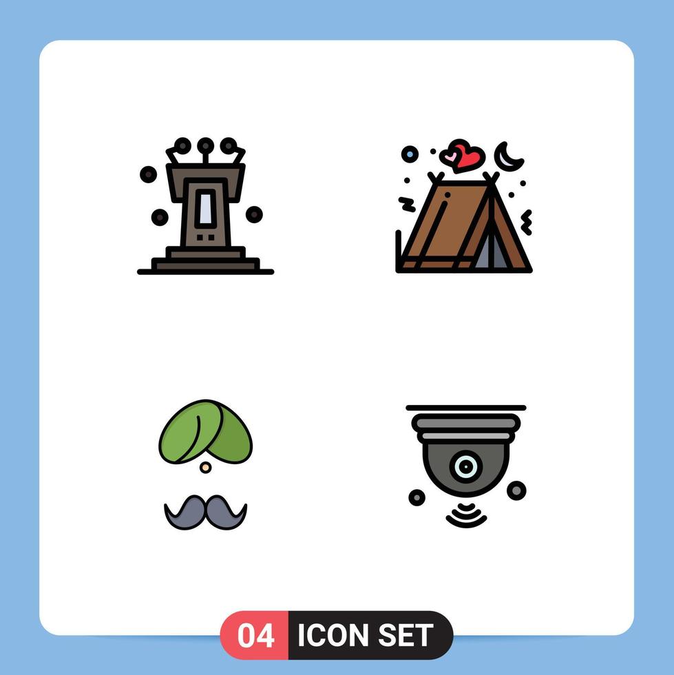 symboles d'icônes universelles groupe de 4 couleurs plates modernes de piédestal inde tribune amour homme éléments de conception vectoriels modifiables vecteur