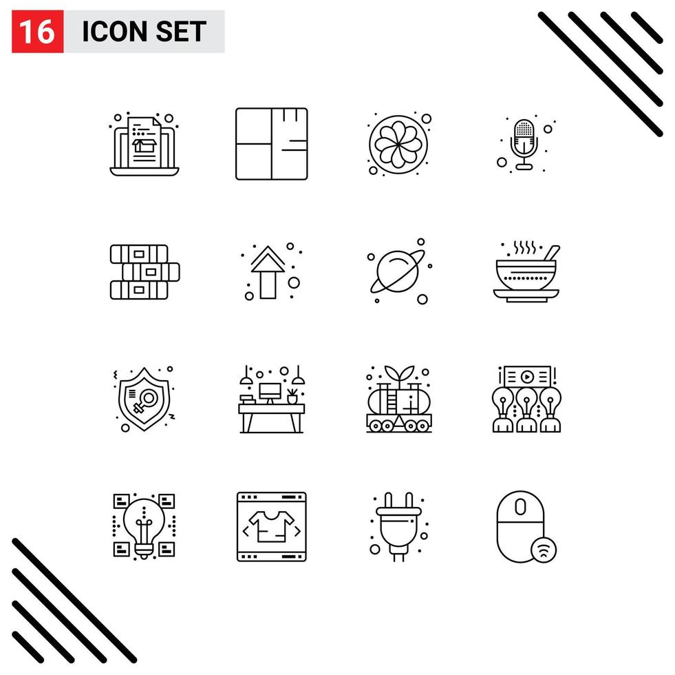 16 icônes créatives signes et symboles modernes de l'éducation stationnaire fleur voix micro éléments de conception vectoriels modifiables vecteur