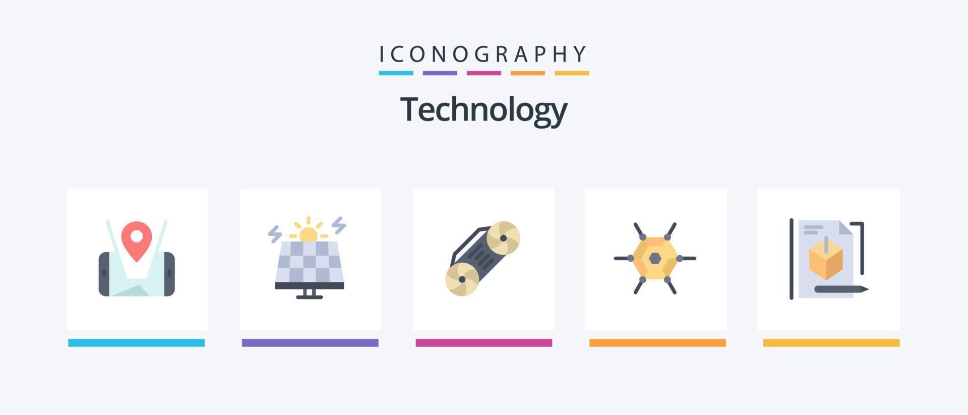 pack d'icônes plat 5 de technologie, y compris la technologie. boîte. radio. dossier. réseau. conception d'icônes créatives vecteur