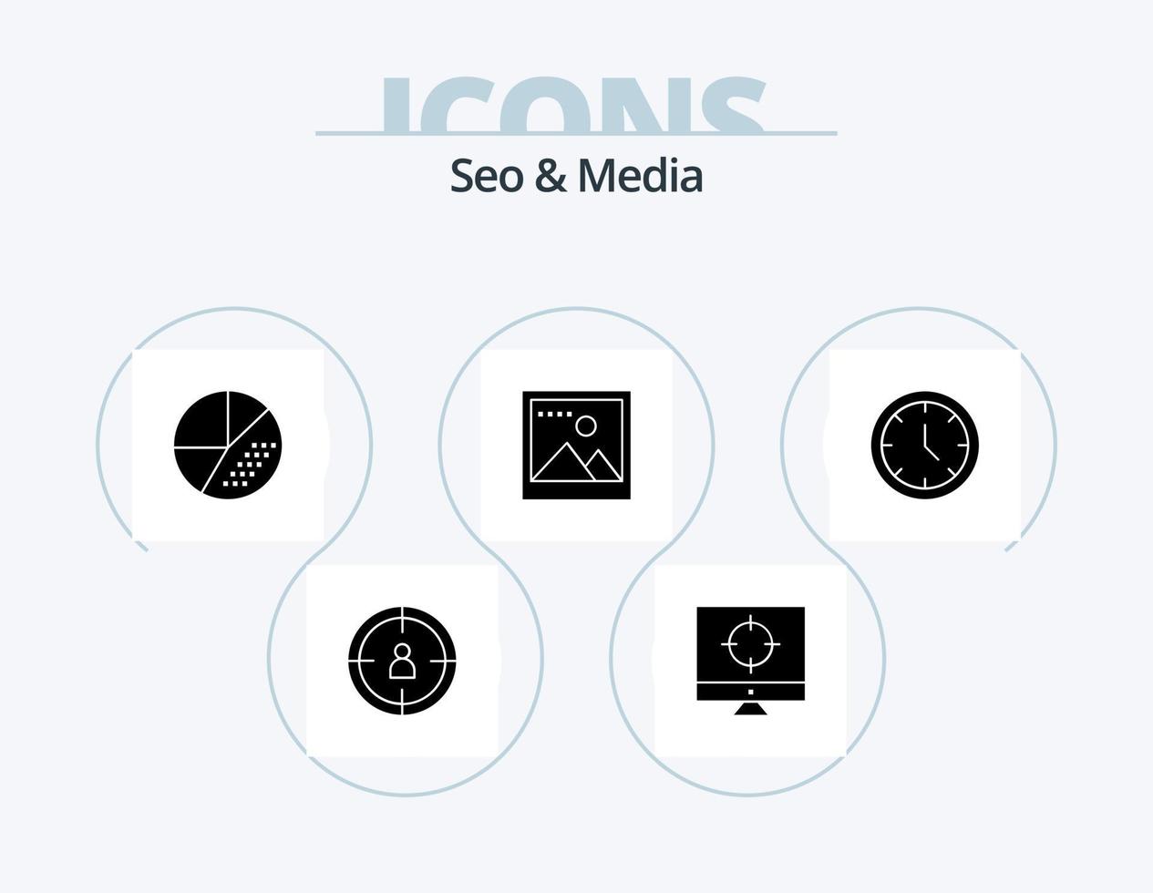 seo et media glyph icon pack 5 icon design. utilisateur. médias. médias. photo. image vecteur