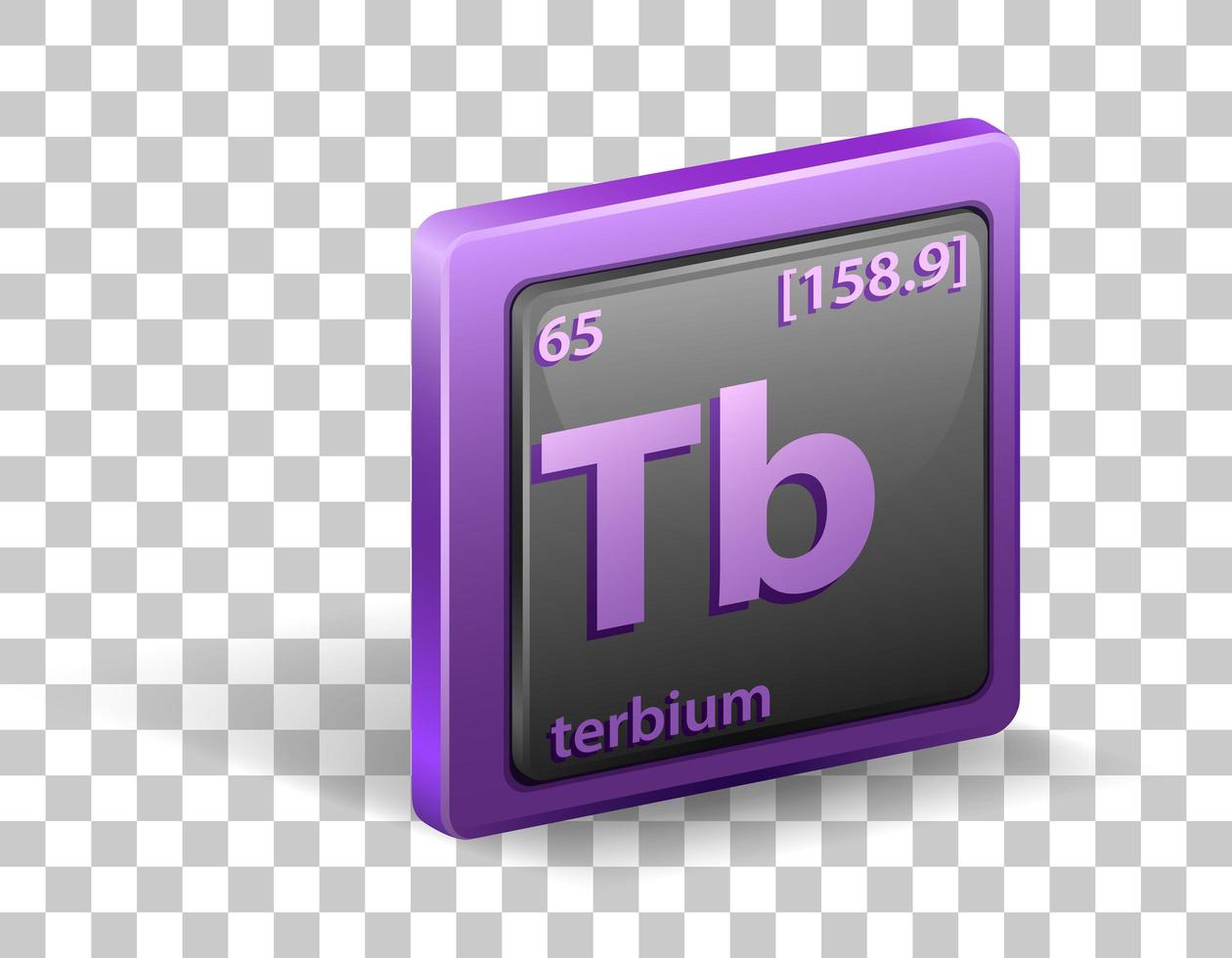 élément chimique terbium. symbole chimique avec numéro atomique et masse atomique. vecteur