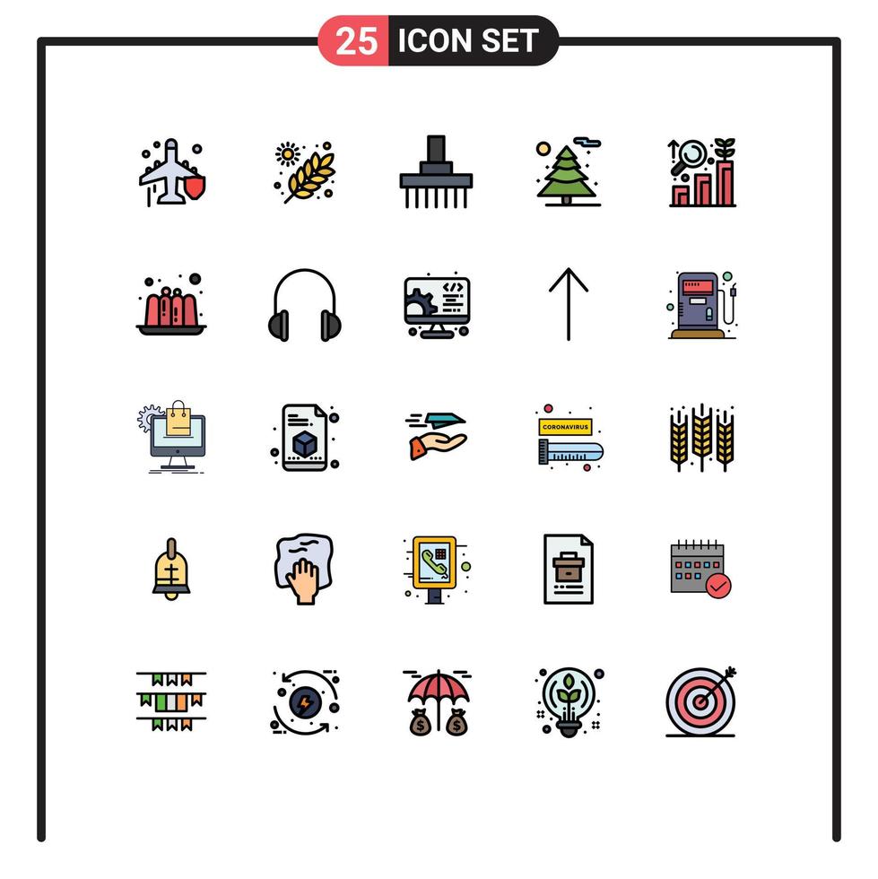 ensemble de 25 symboles d'icônes d'interface utilisateur modernes signes d'arbre d'analyse combiner des éléments de conception vectoriels modifiables de tracteur de plante vecteur