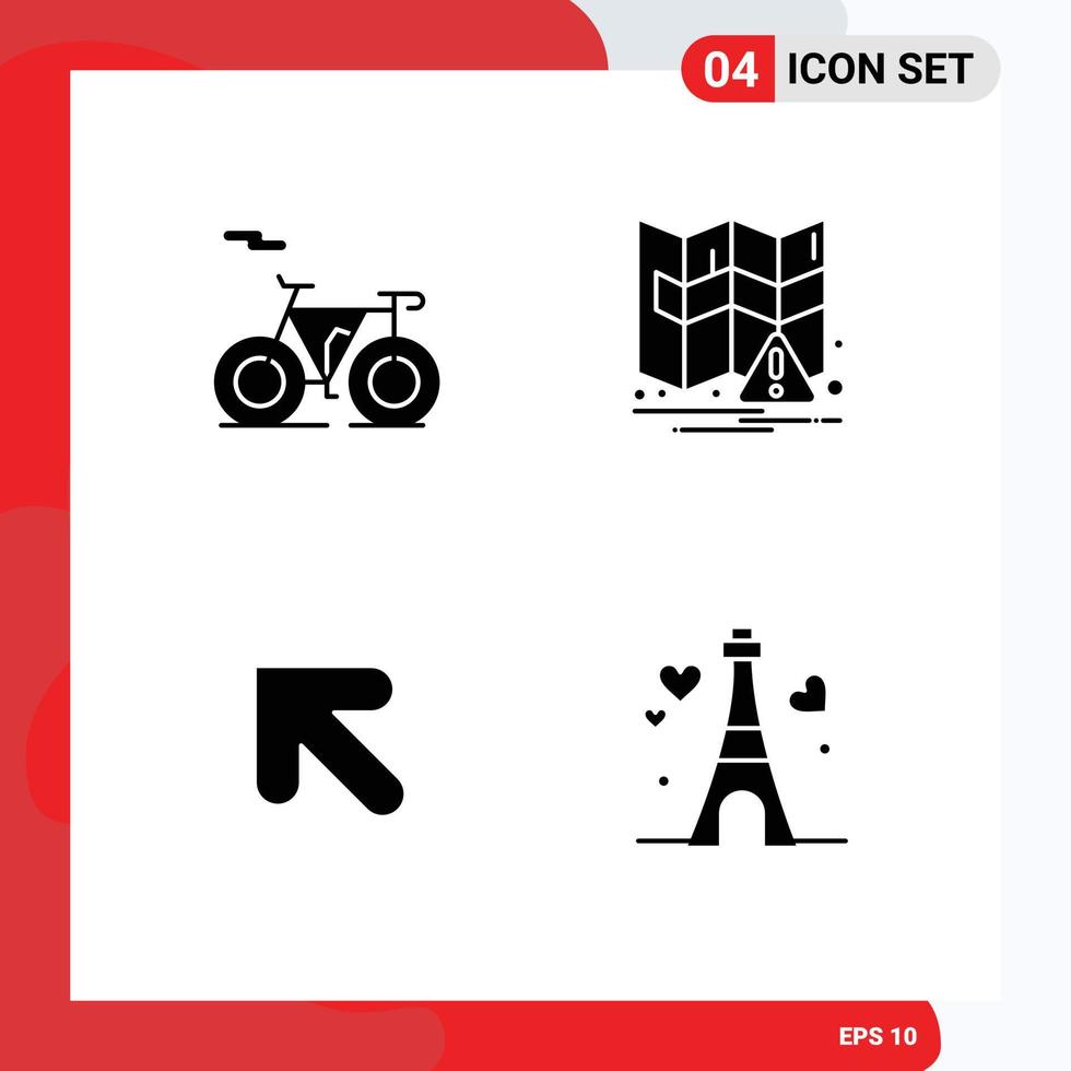 interface utilisateur pack de glyphes solides de signes et symboles modernes de la carte de la tour de vélo flèche coeur éléments de conception vectoriels modifiables vecteur