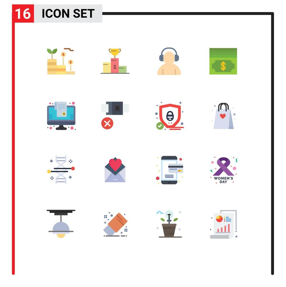 16 icônes créatives signes et symboles modernes de la finance avatar argent champion homme pack modifiable d'éléments de conception de vecteur créatif
