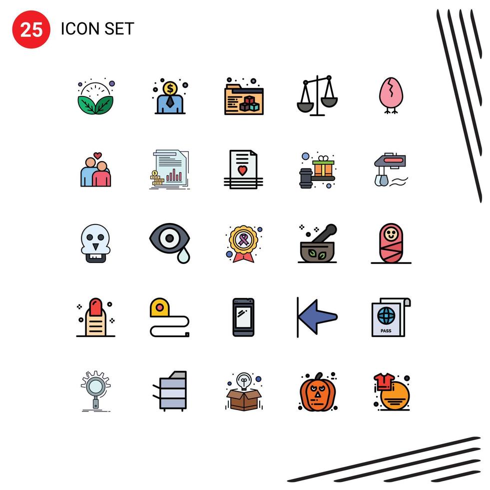 25 icônes créatives signes et symboles modernes de l'amour heureux équilibre bébé poulet éléments de conception vectoriels modifiables vecteur