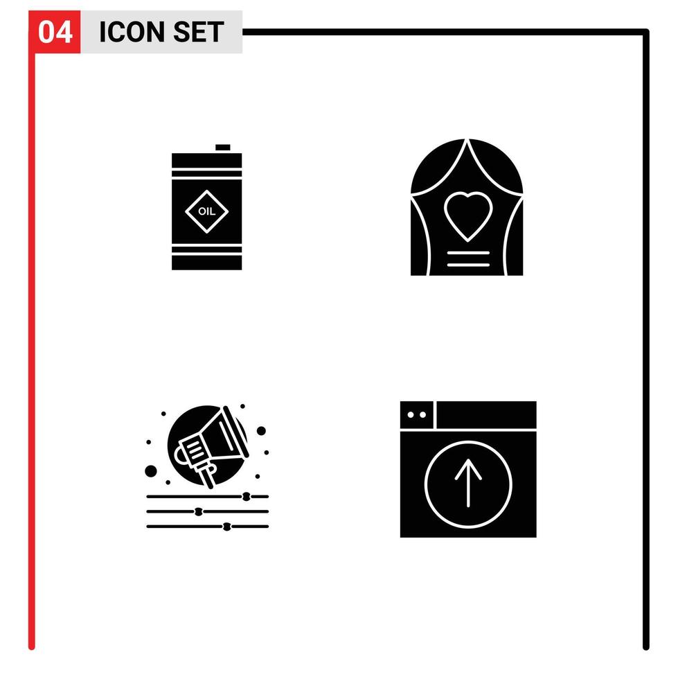 ensemble de 4 glyphes solides vectoriels sur la grille pour la campagne du baril amour toxique télécharger des éléments de conception vectoriels modifiables vecteur