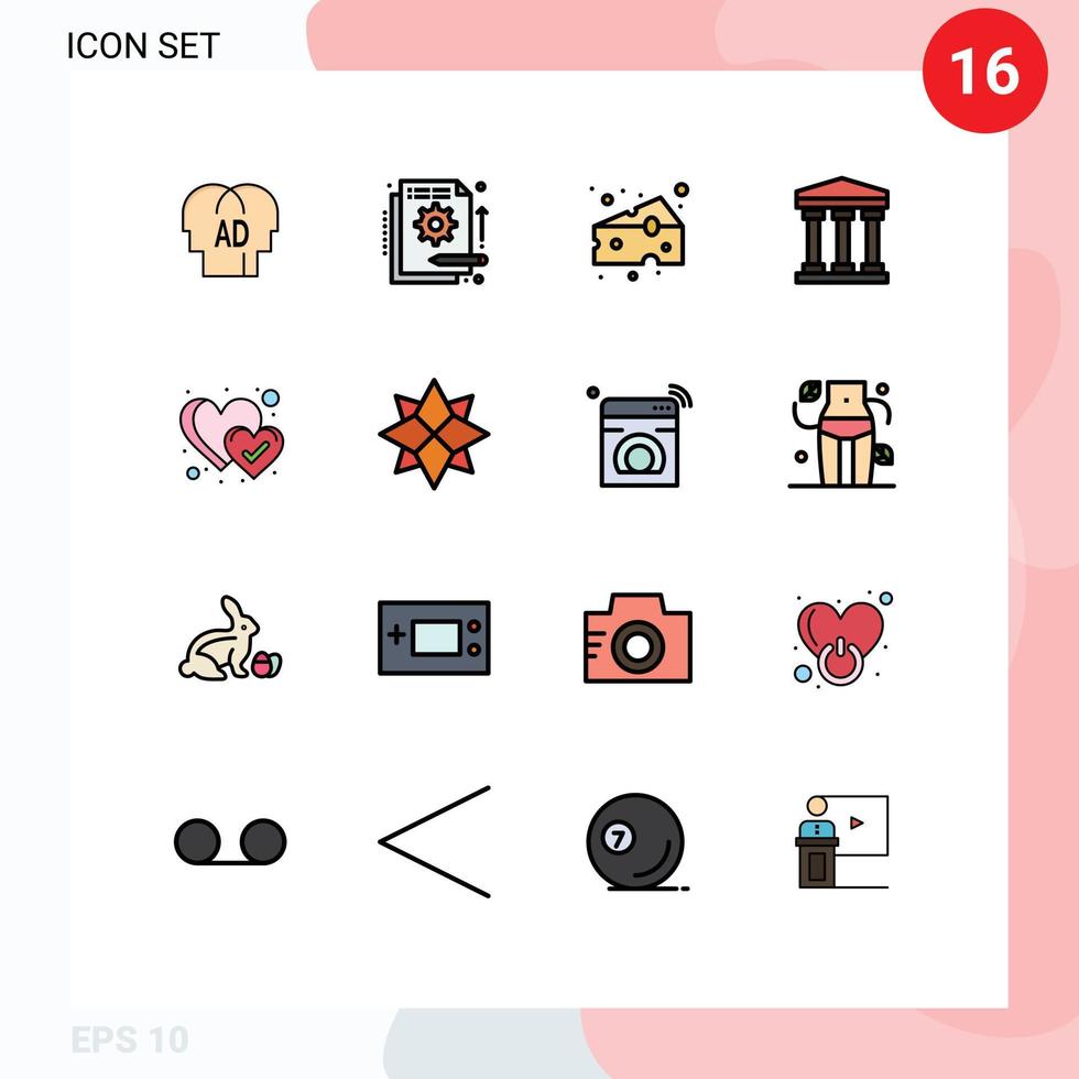 16 icônes créatives signes et symboles modernes de la banque d'informations sur la trésorerie du cœur supermarché éléments de conception vectoriels créatifs modifiables vecteur
