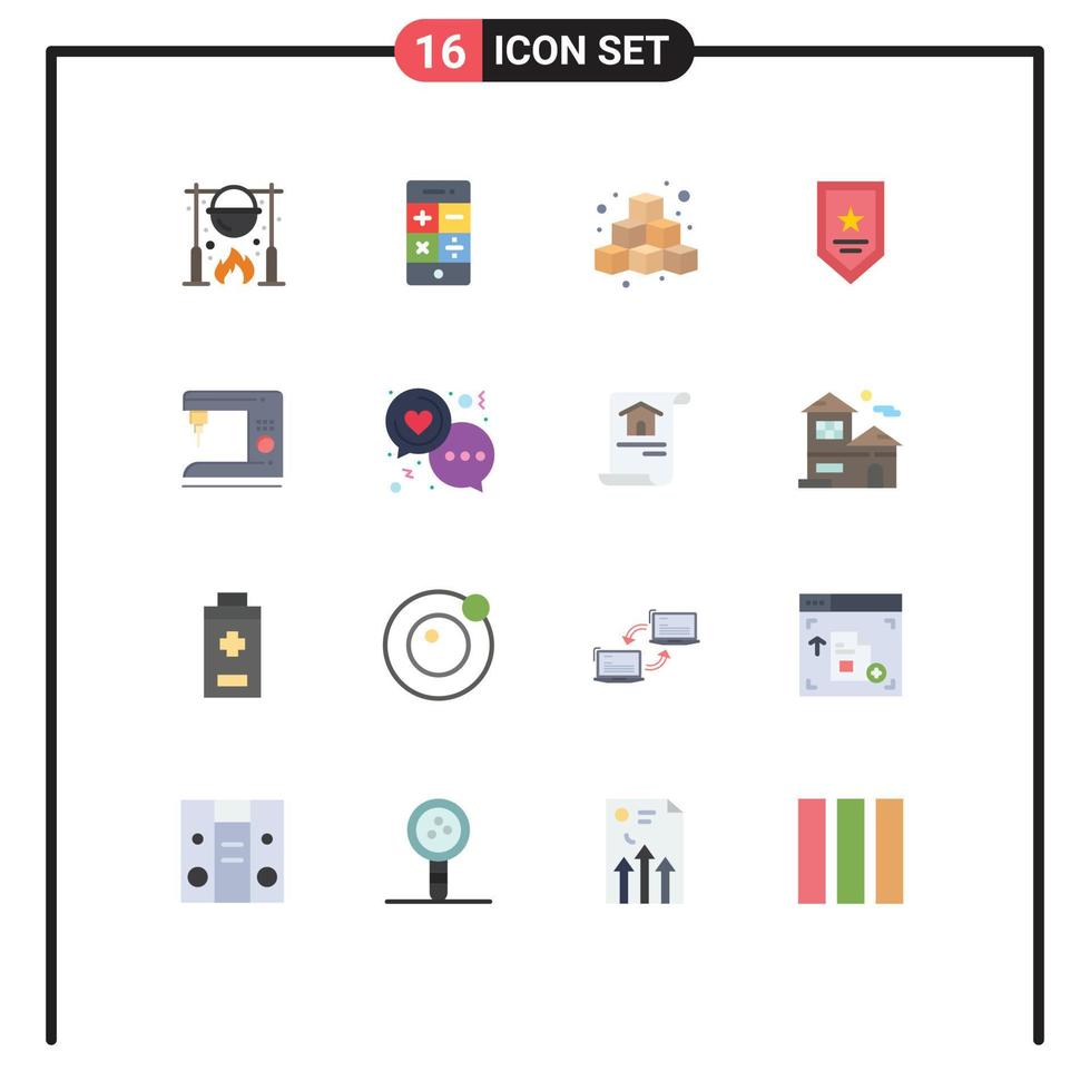 symboles d'icônes universels groupe de 16 couleurs plates modernes de cubes d'automne mathématiques alimentaires pack modifiable amusant d'éléments de conception de vecteur créatif
