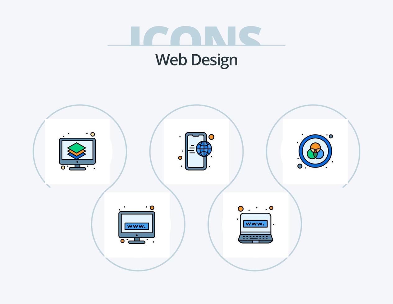 ligne de conception web rempli pack d'icônes 5 conception d'icônes. . la toile. coûteux. page d'accueil. la toile vecteur
